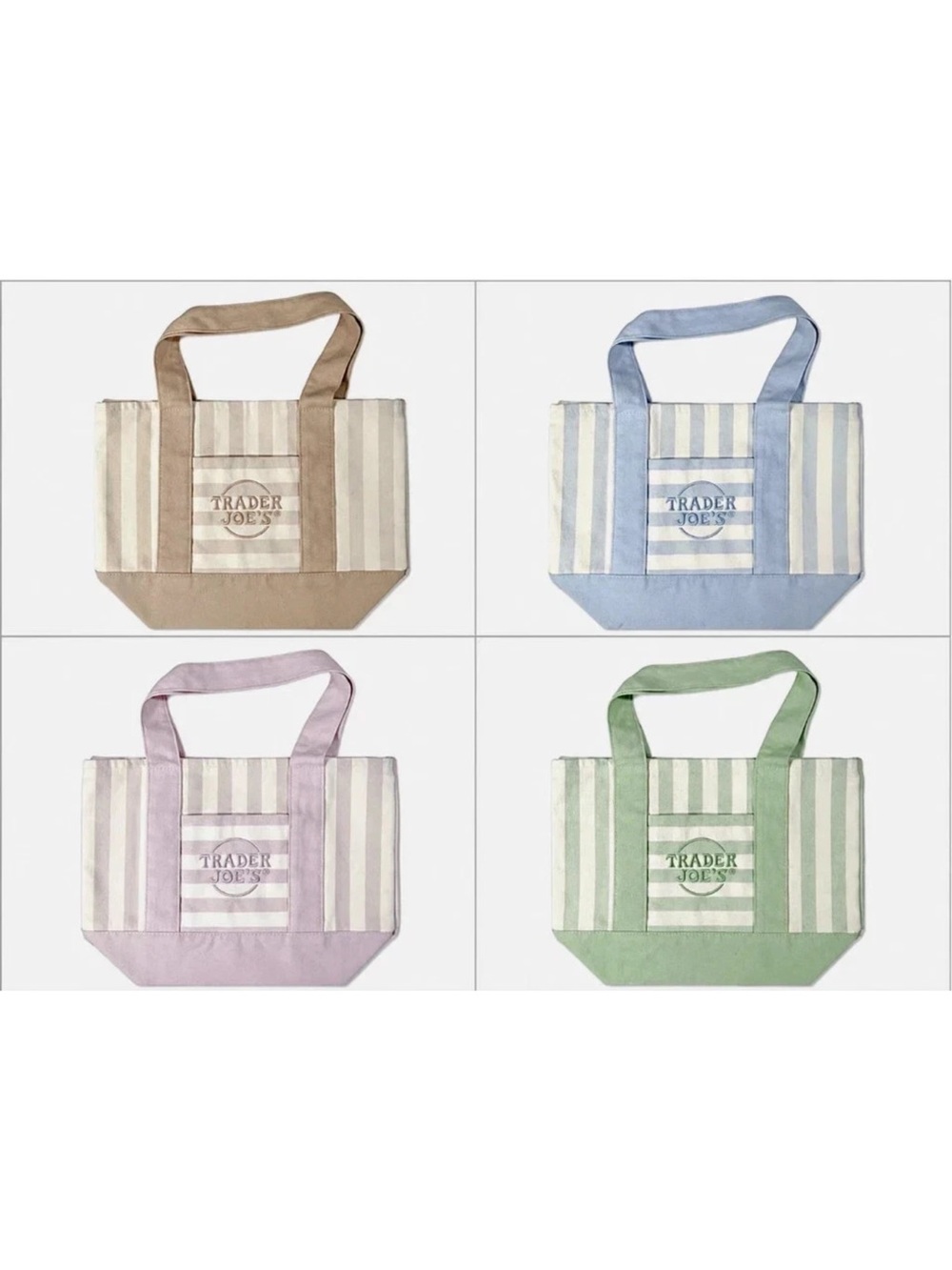Trader Joe's Striped Canvas Mini Tote Set of 4 Summer 2026 NEW with Tags